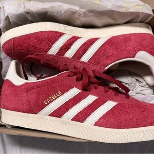 Adidas Gazelle Scarlet and White Trainers